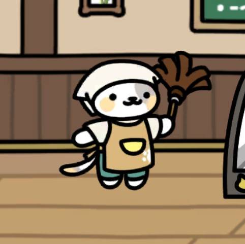 おてつだいさん　カフェスペース　ほうき