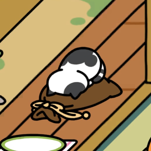 くろぶちさん ごめん寝　池と床の間