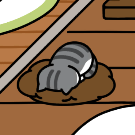 しろさばさん ごめん寝　ウッドデッキ