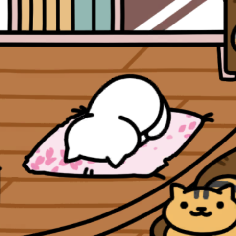 しろねこさん ごめん寝　ウッドデッキ