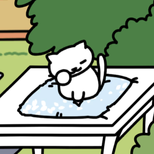 しろねこさん ねむねむ　ウッドデッキ