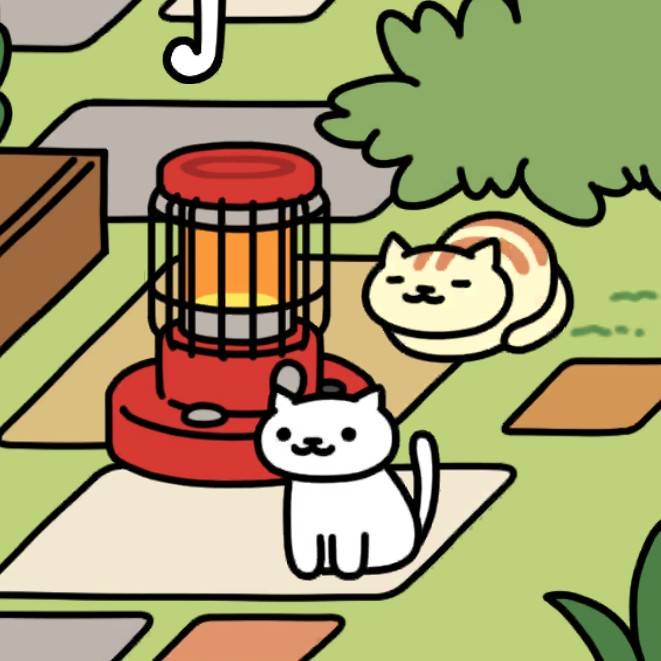 しろねこさん、くりーむとらさん　ウッドデッキ