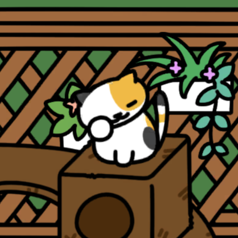 とびみけさん ねむねむ　ウッドデッキ