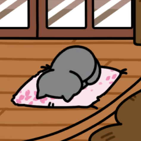 はいいろさん ごめん寝　ウッドデッキ