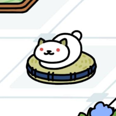 ゆきねこさん　い草座布団(青)