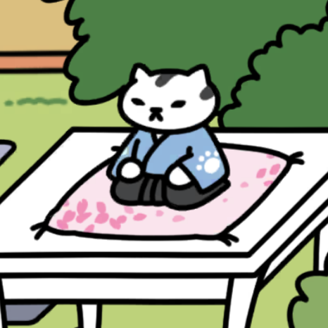 おさむらいさん　さくら座布団　ウッドデッキ