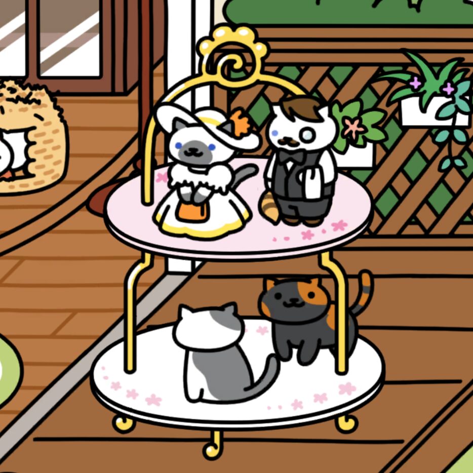 さふぁいあさん＆せばすさん　ビッグスイーツタワー　ウッドデッキ