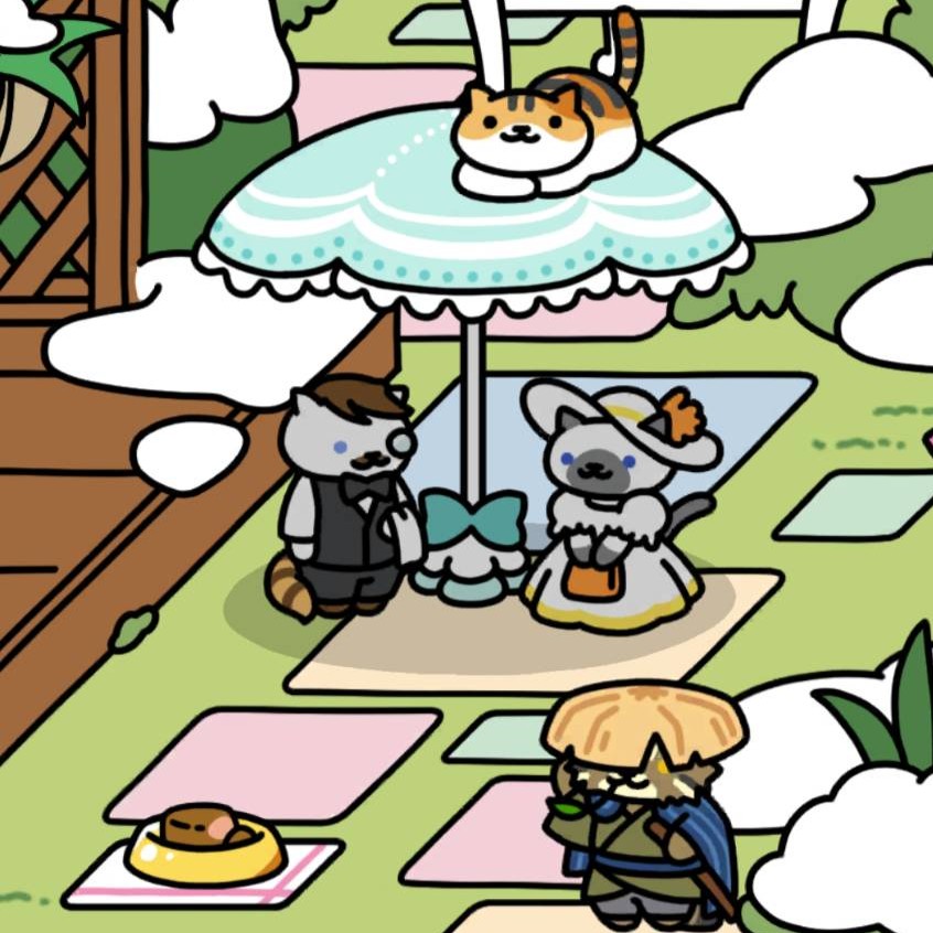 さふぁいあさん＆せばすさん　メルヘンパラソル　ウッドデッキ雪