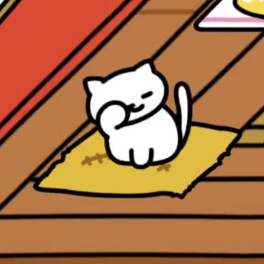 しろねこさん　ねむねむ　お座布団(黄)　池と床の間