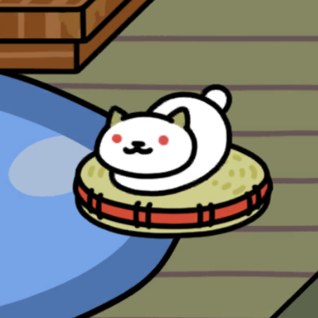 ゆきねこさん　い草座布団(赤)　ねこのリゾート