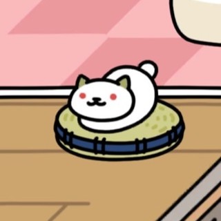 ゆきねこさん　い草座布団(青)　いつもの２