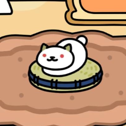 ゆきねこさん　い草座布団(青)　スイーツガーデン２