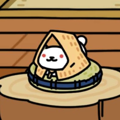 ゆきねこさん　い草座布団(青)　池と床の間