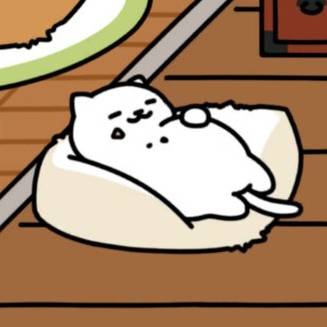 まんぞくさん　ビッグクッション(白)　ウッドデッキ