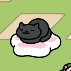くろねこさん　肉球クッション(白)