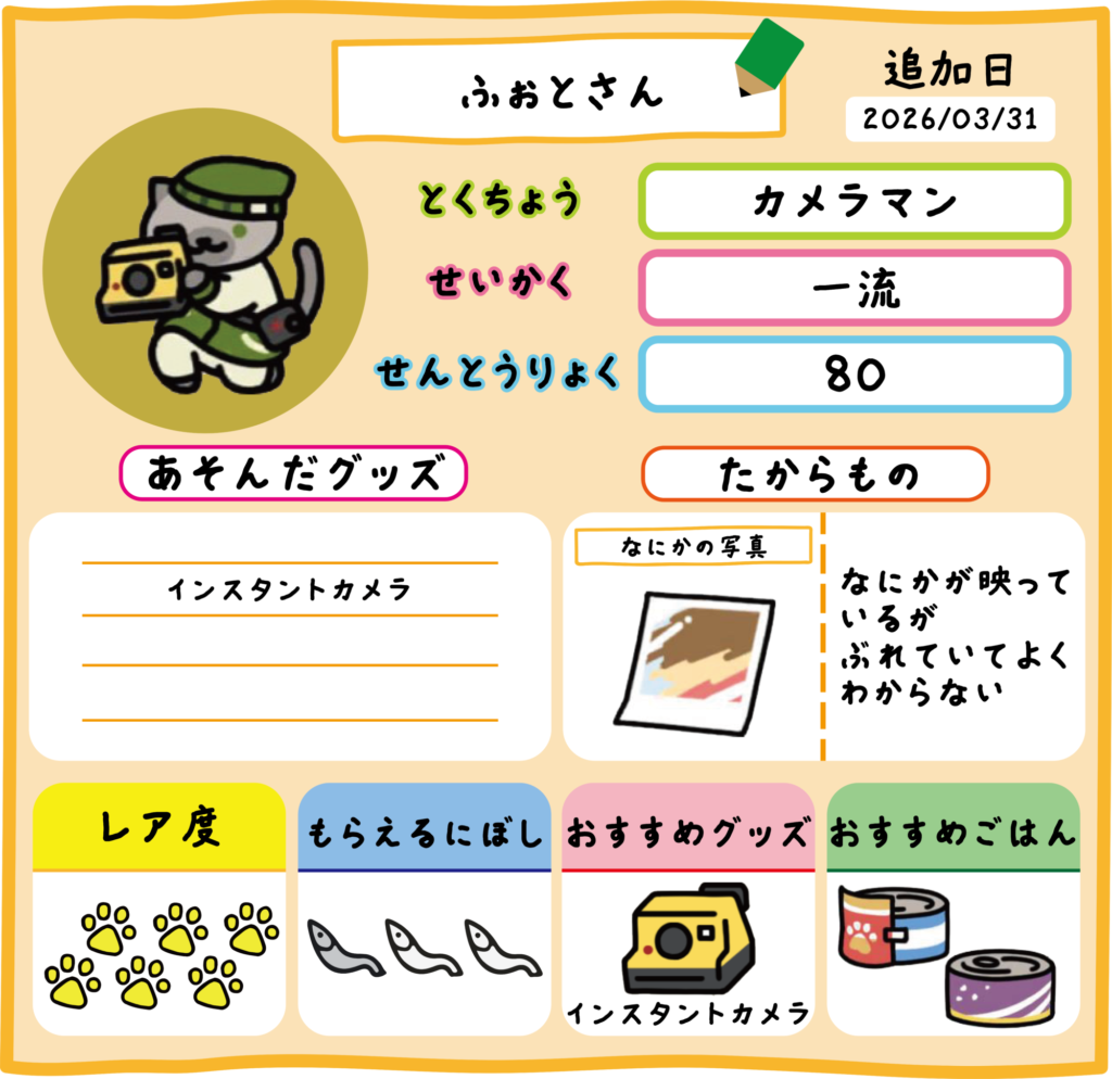 ふぉとさん　プロフィール　たからものあり