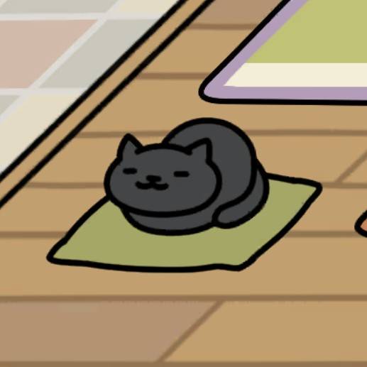 お座布団(緑) くろねこさん