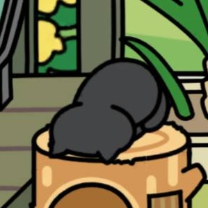 くろねこさん　ごめん寝　切り株ハウス